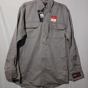 Ariat Work FR Fire Resistant Button Up Shirt Cat 2  Gray Long Sleeve Men’s Large